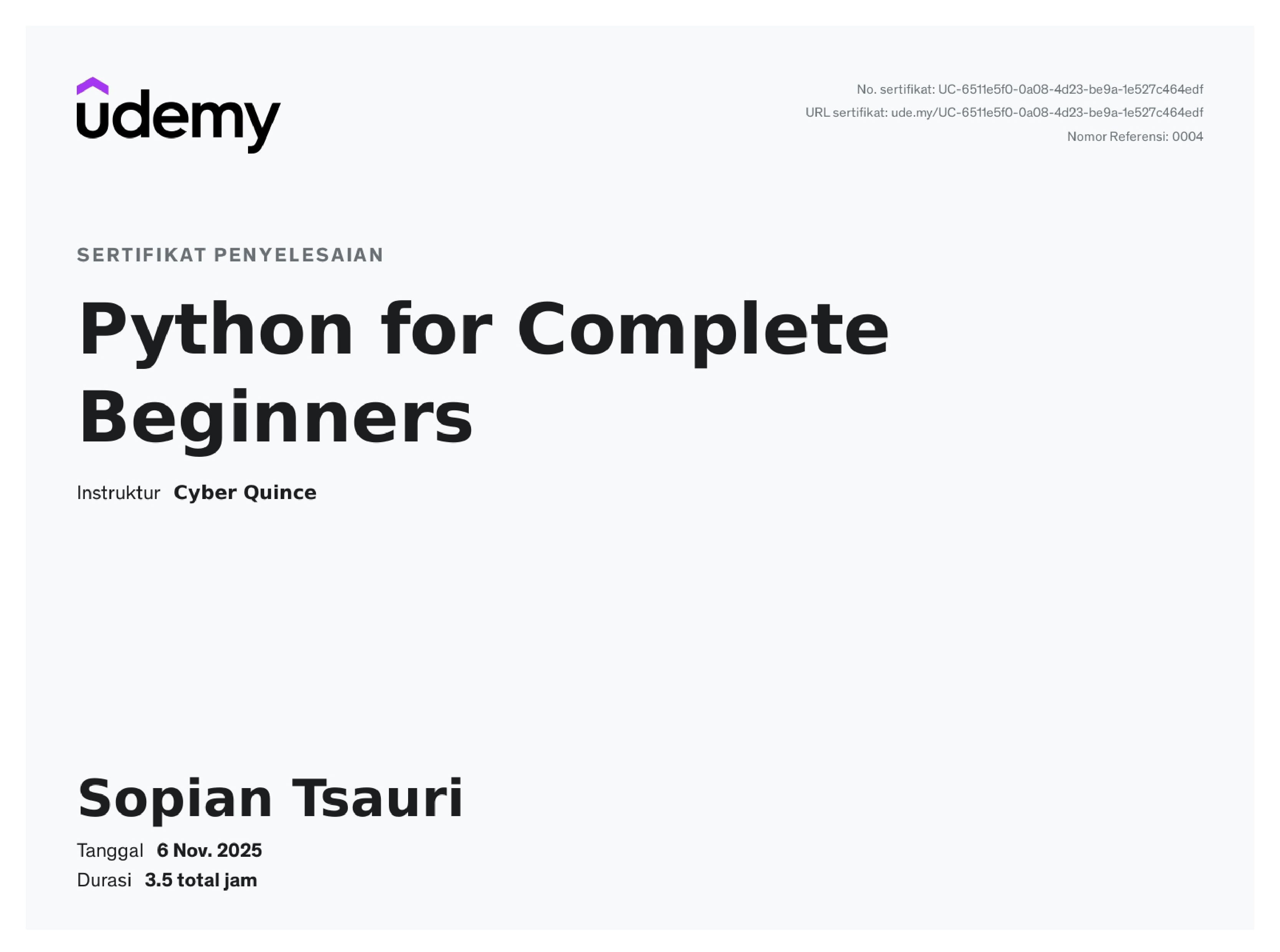 Sertifikat Udemy 4