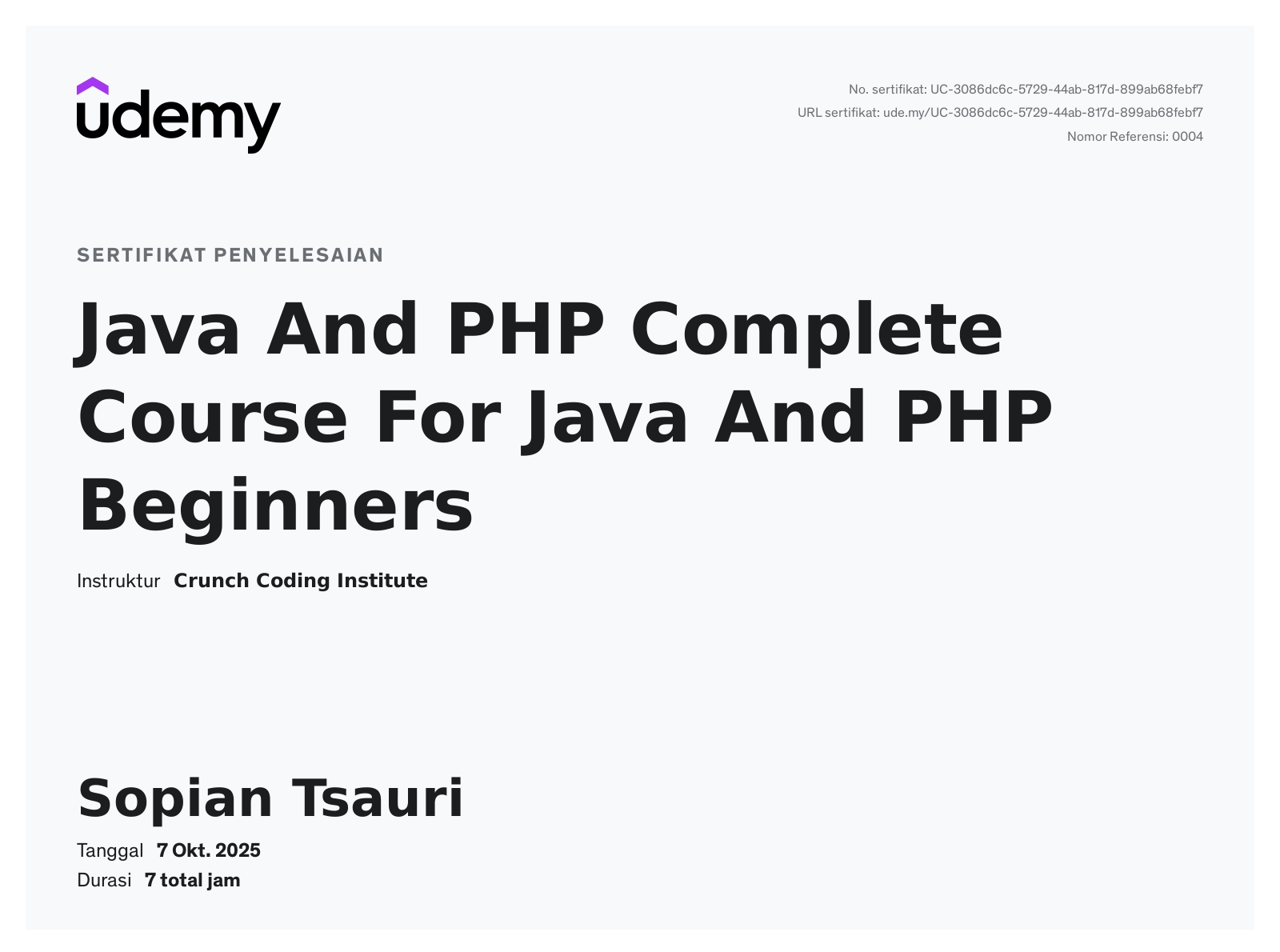 Sertifikat Udemy 8